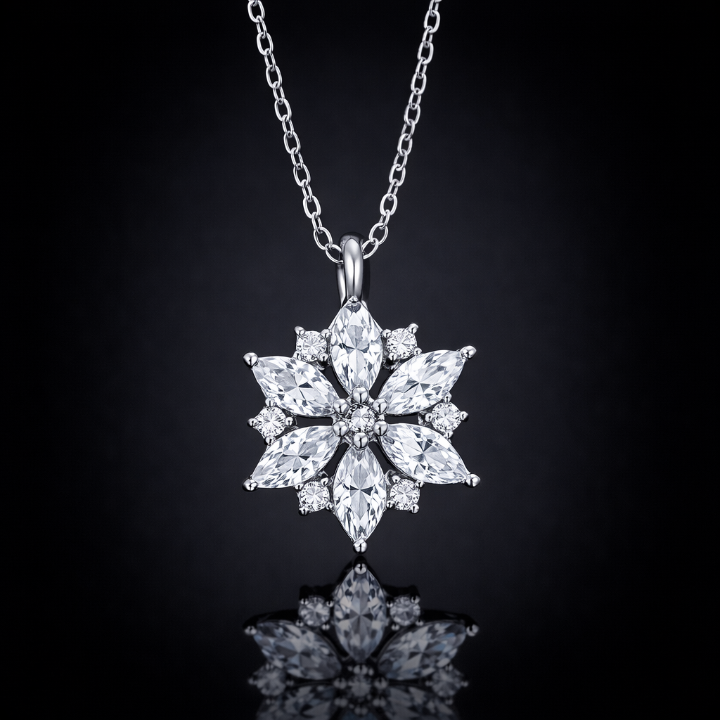 1.00 Ct Lab-Grown Diamond Floral Cluster Pendant in 925 Sterling Silver