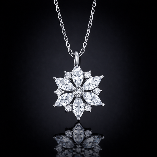1.00 Ct Lab-Grown Diamond Floral Cluster Pendant in 925 Sterling Silver