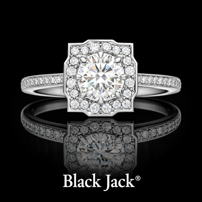 1.40 Carat Lab-Grown Diamond Square Halo Engagement Ring Round Cut in 14K White Gold