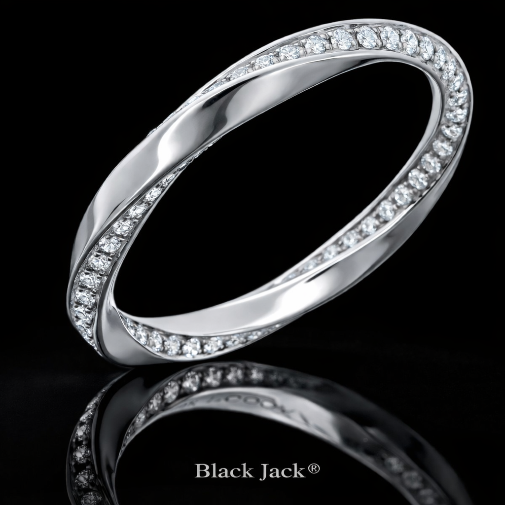 0.25 Carat Lab-Grown Diamond Women’s Wedding Band Twisted Pavé Design in 14K White Gold