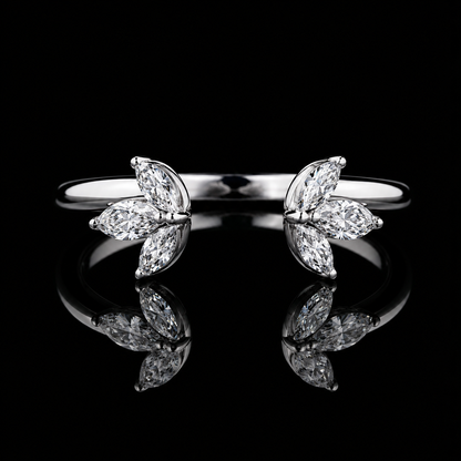 1.20 Ct Human Memorial Diamond Butterfly Open Ring Memory Diamond Ring Marquise Cut 14K White Gold Black Jack