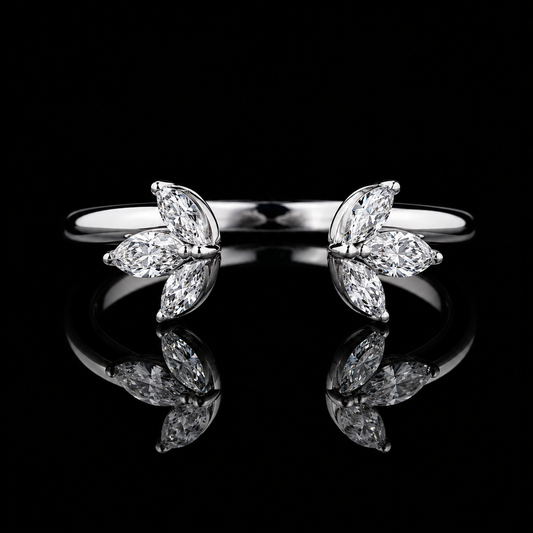 1.20 Ct Human Memorial Diamond Butterfly Open Ring Memory Diamond Ring Marquise Cut 14K White Gold Black Jack