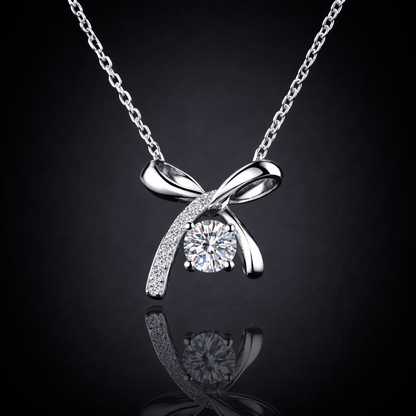1.00 Ct Lab-Grown Diamond Bow Style Floating Pendant in 925 Sterling Silver
