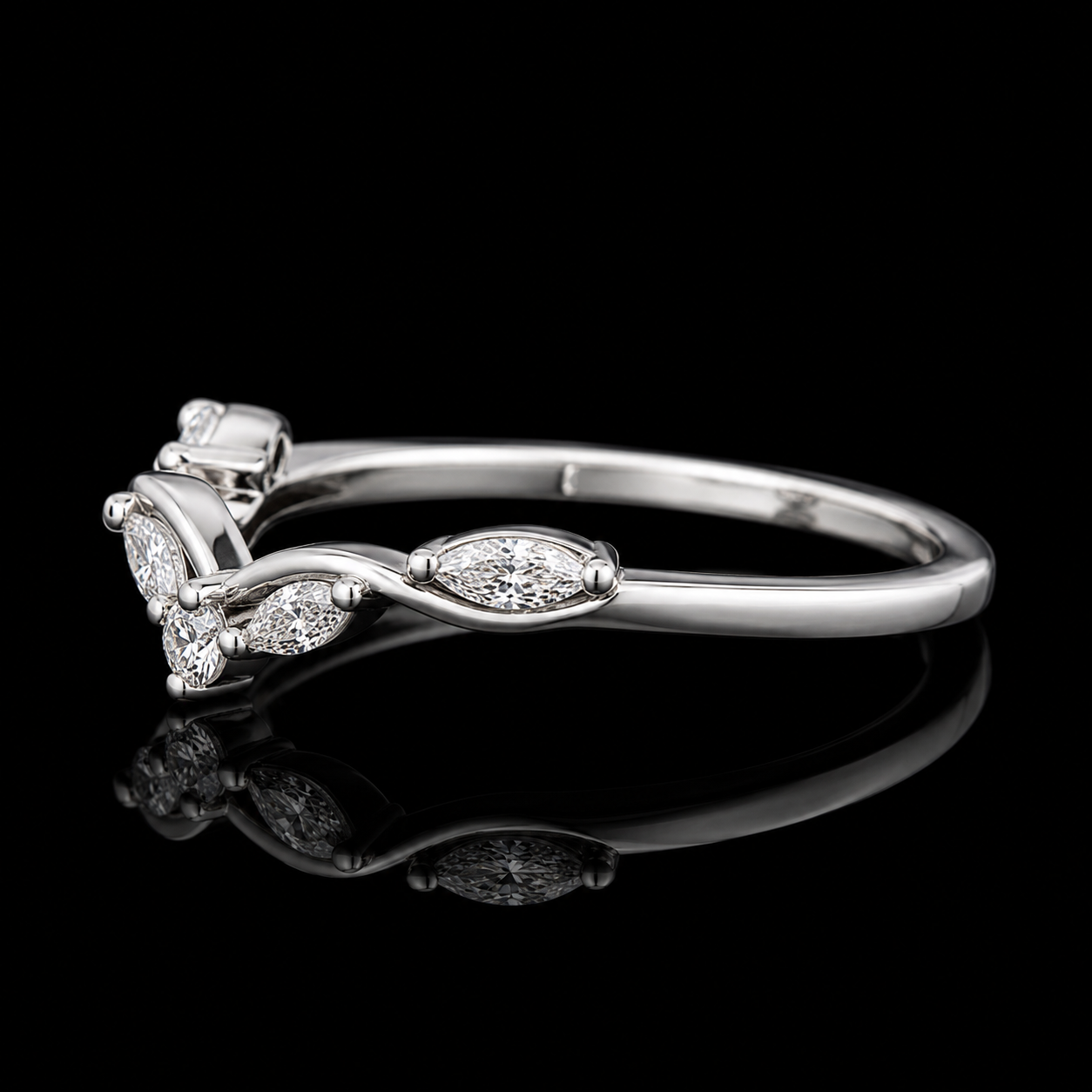 0.50 CT Human Ashes Diamond Ring Leaf Wedding Band Memory Diamond Ring 14K White Gold Black Jack