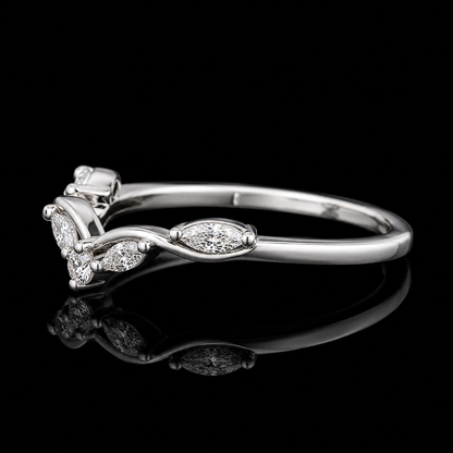 0.50 CT Human Ashes Diamond Ring Leaf Wedding Band Memory Diamond Ring 14K White Gold Black Jack