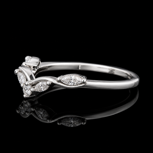 0.50 CT Human Ashes Diamond Ring Leaf Wedding Band Memory Diamond Ring 14K White Gold Black Jack