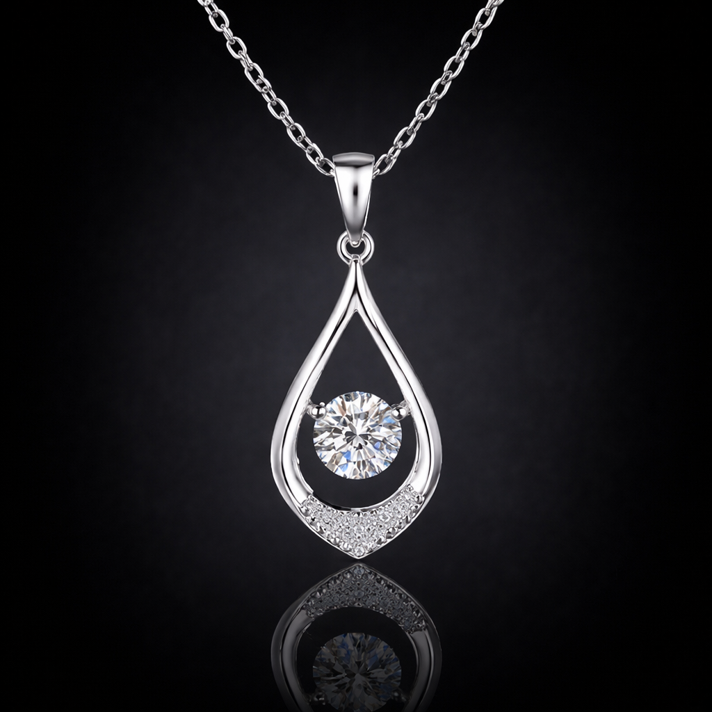 0.50 Ct Lab-Grown Diamond Teardrop Floating Pendant in 925 Sterling Silver