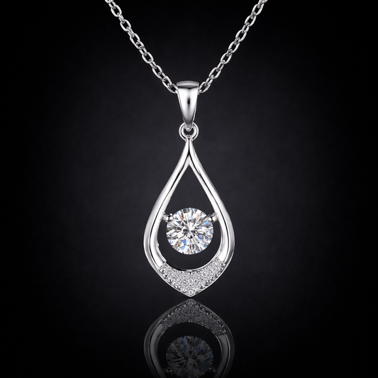 0.50 Ct Lab-Grown Diamond Teardrop Floating Pendant in 925 Sterling Silver