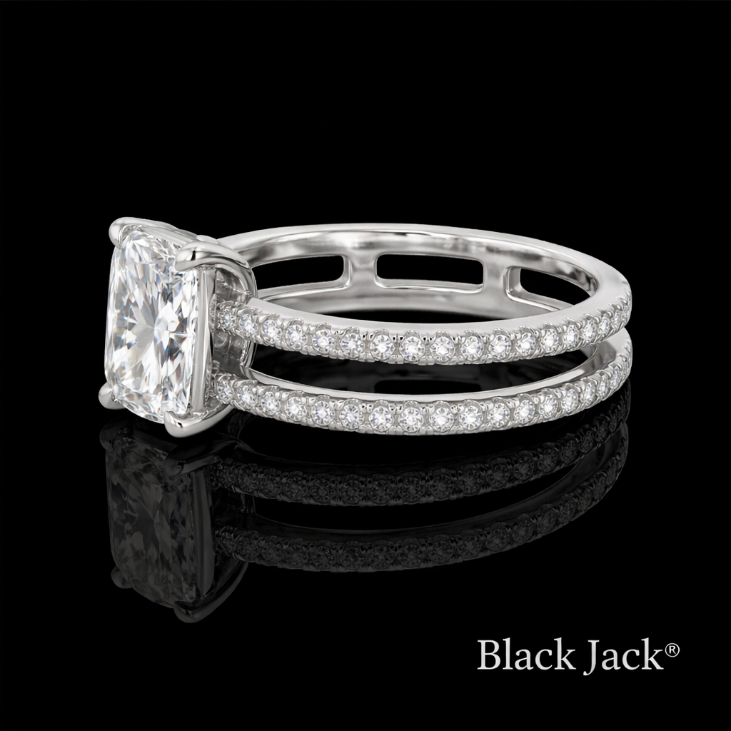 1.30 Carat Lab-Grown Diamond Engagement Ring Princess Cut Center in 14K White Gold