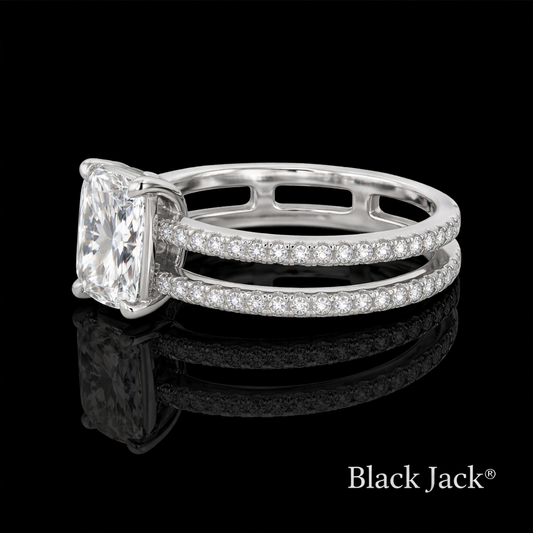 1.30 Carat Lab-Grown Diamond Engagement Ring Princess Cut Center in 14K White Gold
