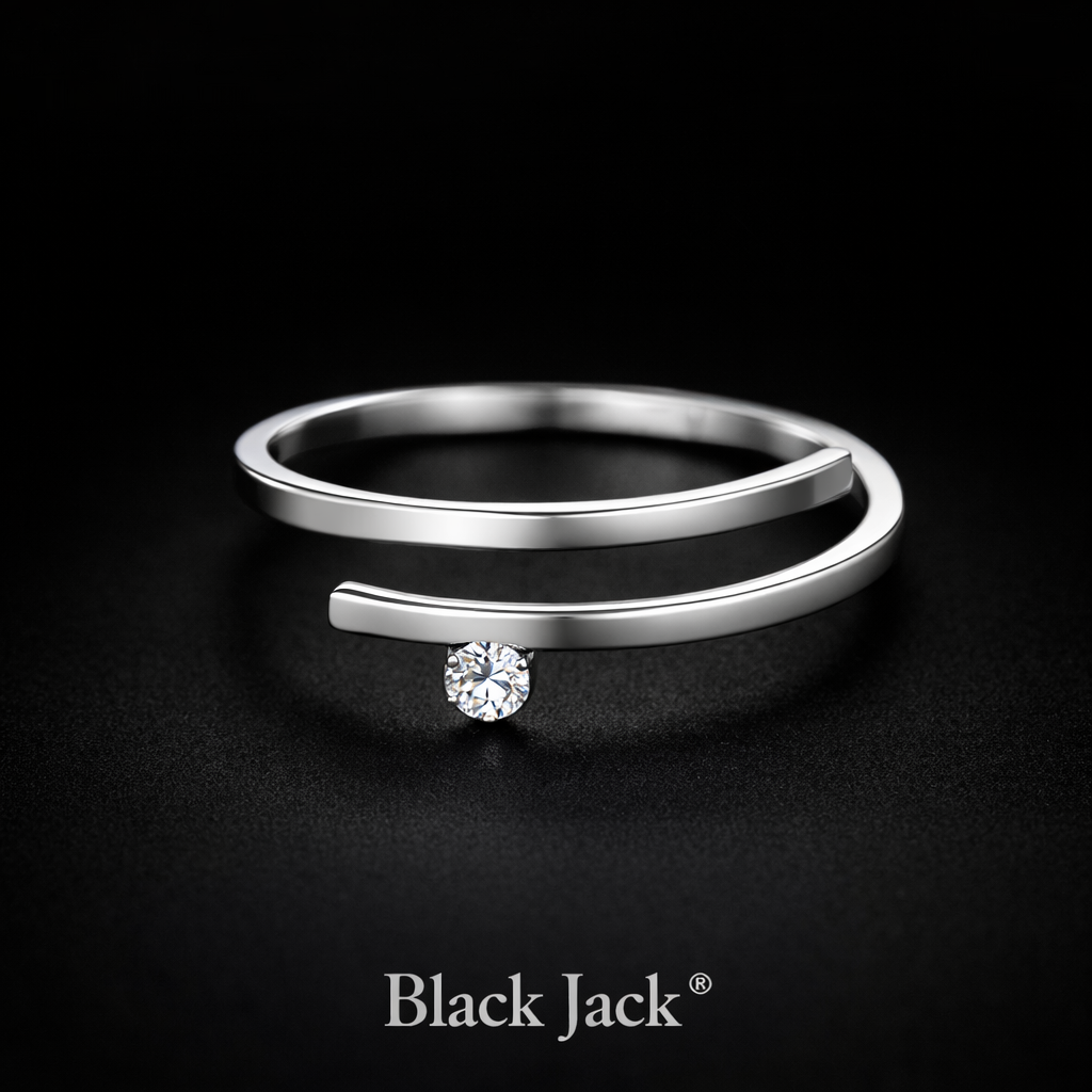 0.10 Carat Round Cut Lab-Grown Diamond Open Bypass Solitaire Ring in 925 Sterling Silver