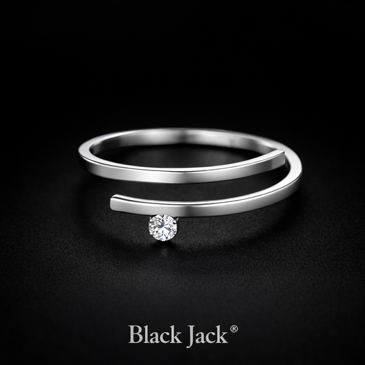 0.10 Carat Round Cut Lab-Grown Diamond Open Bypass Solitaire Ring in 925 Sterling Silver