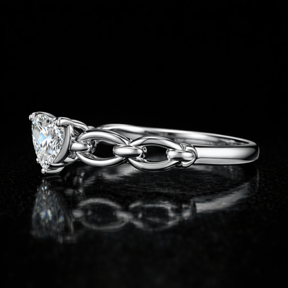 2.00 Carat Heart Cut Lab-Grown Diamond Solitaire Engagement Ring in 925 Sterling Silver