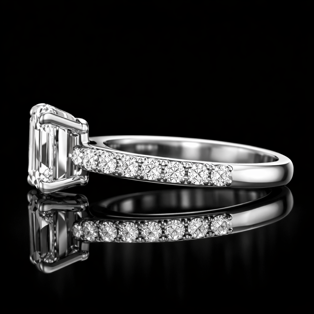 2.40 Carat Lab-Grown Diamond Engagement Ring Emerald Cut in 14K White Gold