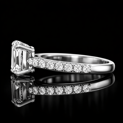 2.40 Carat Lab-Grown Diamond Engagement Ring Emerald Cut in 14K White Gold