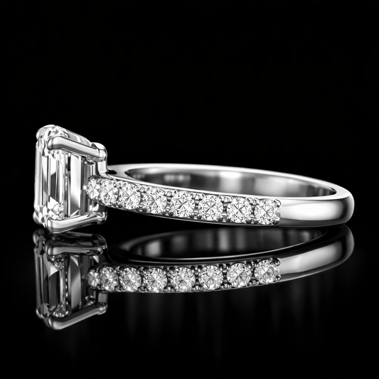 2.40 Carat Lab-Grown Diamond Engagement Ring Emerald Cut in 14K White Gold