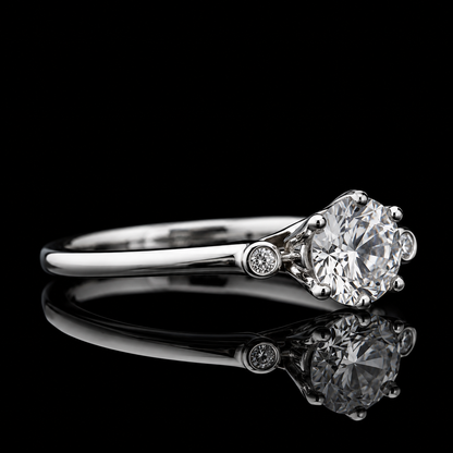 2.00 Ct Ashes to Diamond Round Cut Bezel Side Stone Ring in 14K White Gold Black Jack