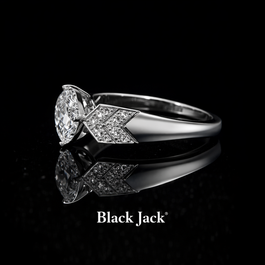 2.80 Carat Marquise Cut Moissanite Chevron Pavé Engagement Ring in 925 Sterling Silver