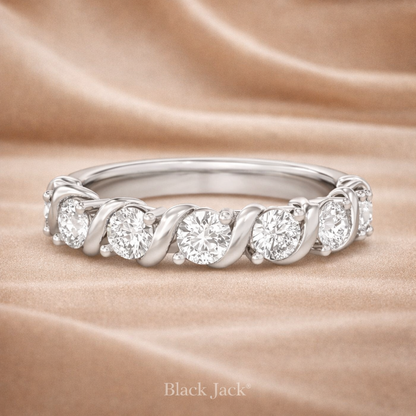 0.70 Ct Round Diamond Twisted Women’s Engagement Band in 14K White Gold | Brand Authenticity Certified