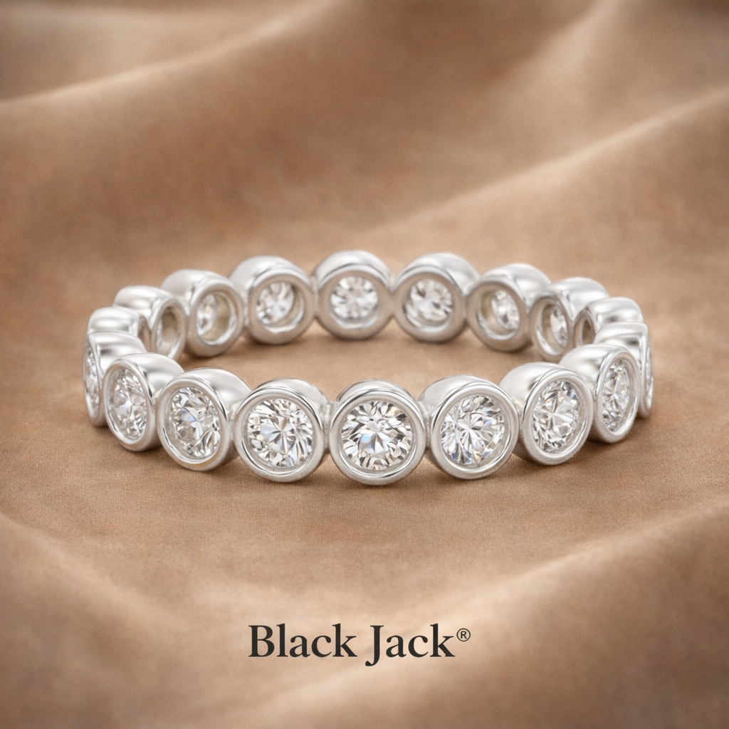 1.50 CT Bezel Set Diamond Women’s Engagement Band in 14K White Gold |  Brand Authenticity Certified