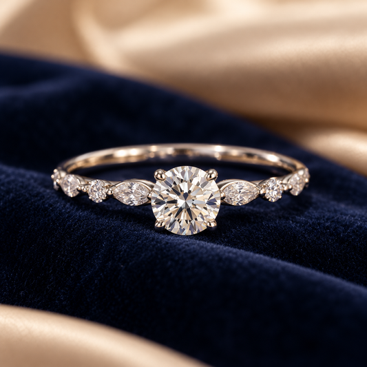 1.20 Ct Pavé Solitaire Round Cut Memory Diamond Ring – Lab Grown Ashes to Diamond Ring in 14K White Gold