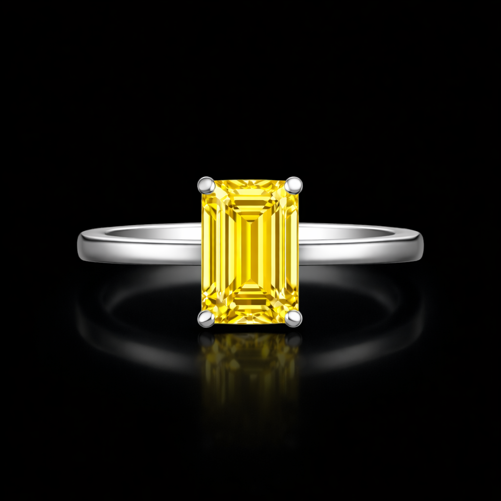 1.00 Carat Lab-Grown Diamond Solitaire Engagement Ring – Emerald Cut in 14K White Gold
