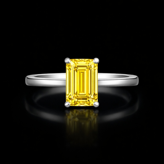 1.00 Carat Lab-Grown Diamond Solitaire Engagement Ring – Emerald Cut in 14K White Gold