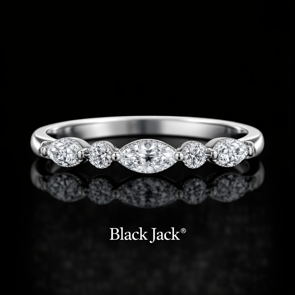 0.75 Carat Lab-Grown Diamond Women’s Wedding Band Mixed Shape in 14K White Gold