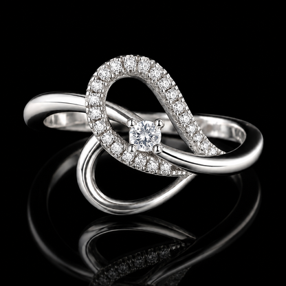 1.20 Ct Memory Diamond Infinity Engagement Ring Pet Cremation Ring Promise Ring 14K White Gold Black Jack
