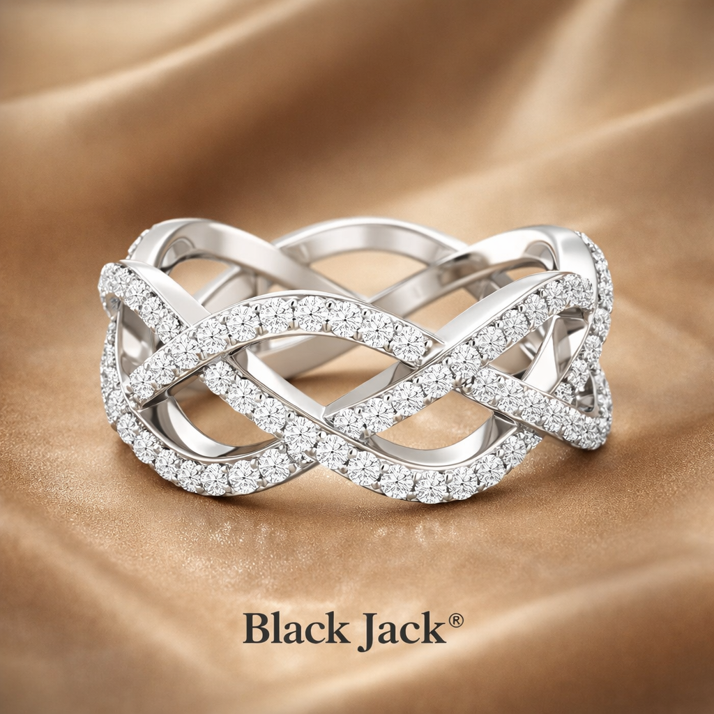 1.50 CT Infinity Knot Diamond Women’s Engagement Band – 14K White Gold | Brand Authenticity Certified