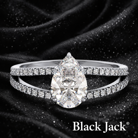 3.00 Carat Lab-Grown Diamond Pavé Split Shank Engagement Ring Pear Cut in 14K White Gold IGI Certified