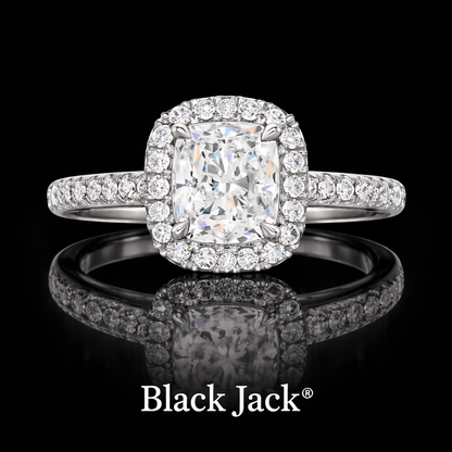 2.70 Carat Lab-Grown Diamond Cushion Halo Engagement Ring Cushion Cut in 14K White Gold