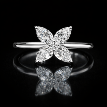 2.00 Carat Marquise Cut Lab-Grown Diamond Floral Engagement Ring in 925 Sterling Silver