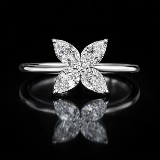 2.00 Carat Marquise Cut Lab-Grown Diamond Floral Engagement Ring in 925 Sterling Silver