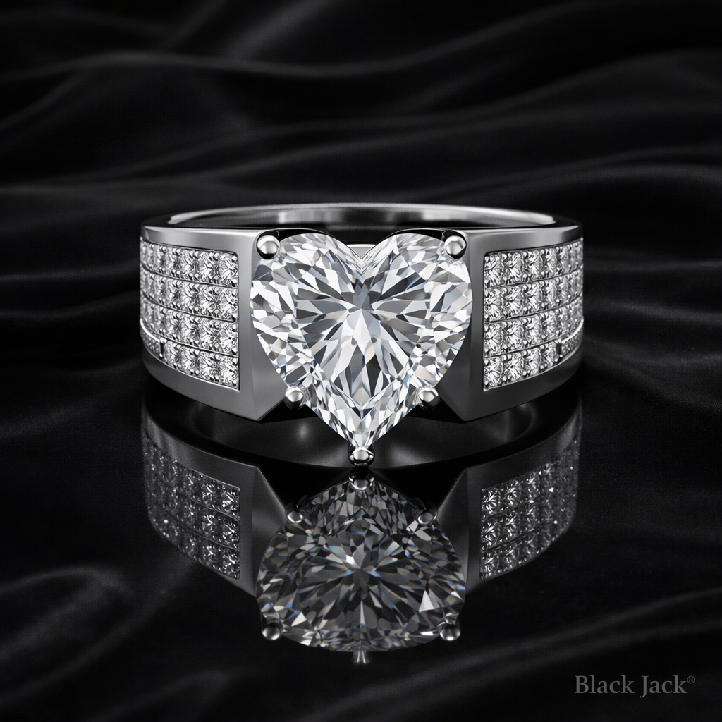 3.75 Carat Lab-Grown Diamond Heart Cut Engagement Ring – Pavé Band in 14K White Gold IGI Certified