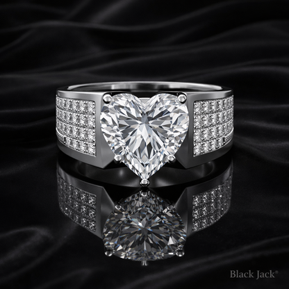 3.75 Carat Lab-Grown Diamond Heart Cut Engagement Ring – Pavé Band in 14K White Gold IGI Certified