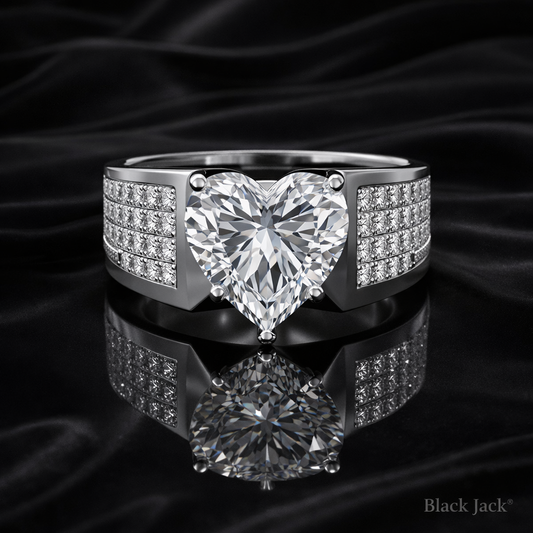 3.75 Carat Lab-Grown Diamond Heart Cut Engagement Ring – Pavé Band in 14K White Gold IGI Certified