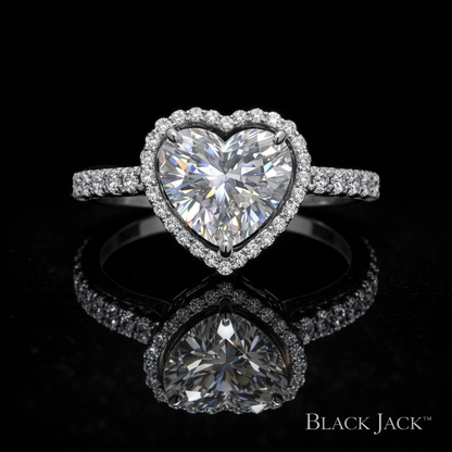 3.20 Carat Heart Cut Moissanite Halo Pavé Engagement Ring in 925 Sterling Silver