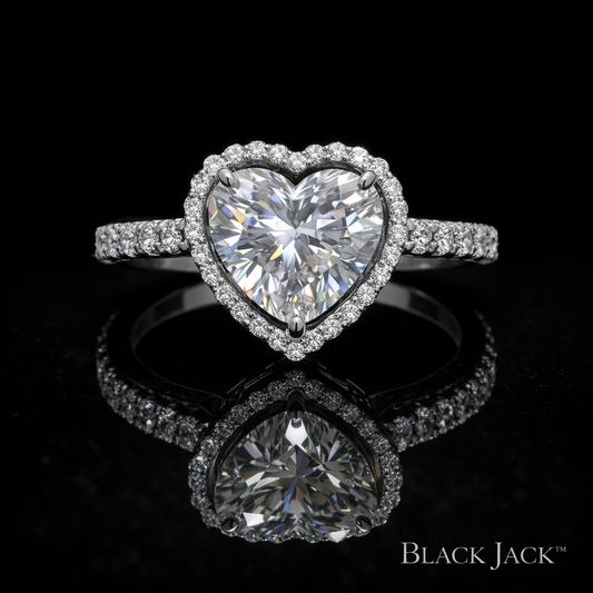 3.20 Carat Heart Cut Moissanite Halo Pavé Engagement Ring in 925 Sterling Silver