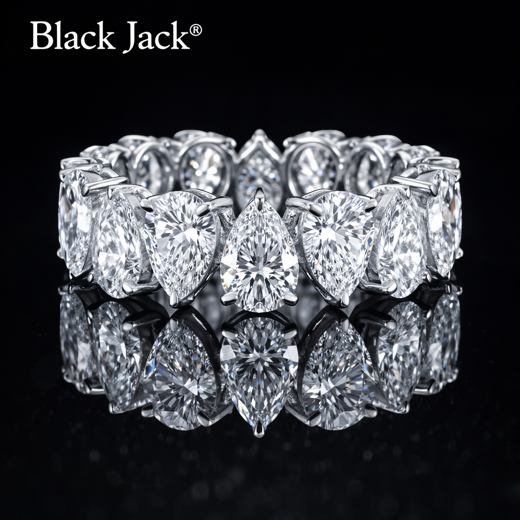5.00 Carat Lab-Grown Diamond Pear Shape Eternity Wedding Band in 14K White Gold