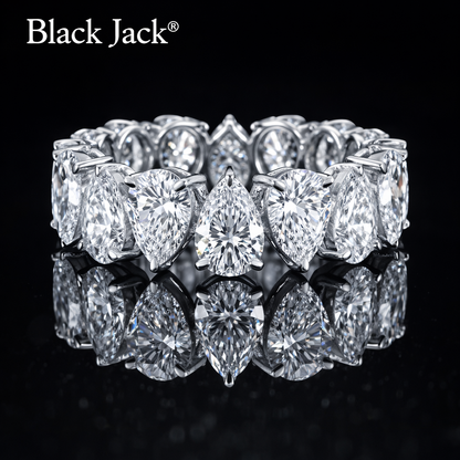 5.00 Carat Lab-Grown Diamond Pear Shape Eternity Wedding Band in 14K White Gold