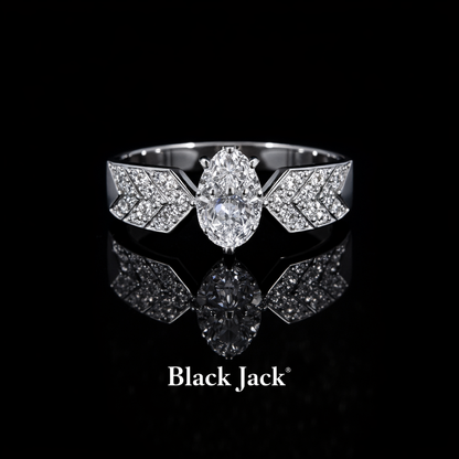 2.80 Carat Marquise Cut Moissanite Chevron Pavé Engagement Ring in 925 Sterling Silver