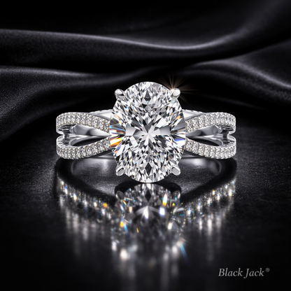 5.80 Carat Lab-Grown Diamond Split Shank Engagement Ring – Oval Cut in 14K White Gold IGI Certified