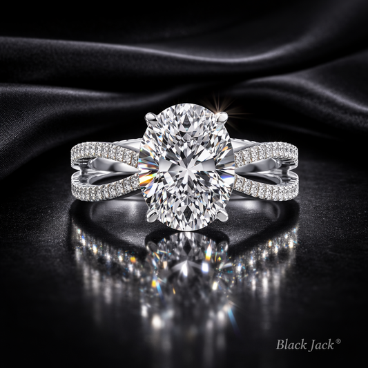 5.80 Carat Lab-Grown Diamond Split Shank Engagement Ring – Oval Cut in 14K White Gold IGI Certified