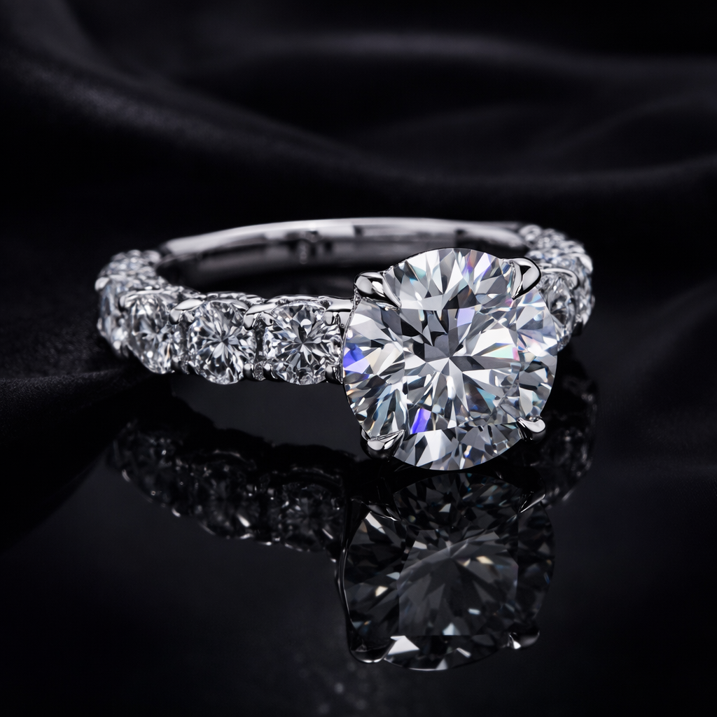 2.70 Carat Lab-Grown Diamond Shared Prong Engagement Ring – Round Cut in 14K White Gold