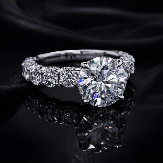 2.70 Carat Lab-Grown Diamond Shared Prong Engagement Ring – Round Cut in 14K White Gold