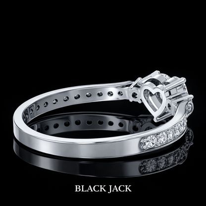 2.10 Ct Heart Human Ashes to Diamond Engagement Ring in 14K White Gold Black Jack