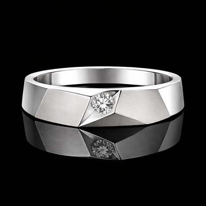 0.10 Ct Single Stone Round Cut Men’s Wedding Band Custom Memory Diamond Men’s Wedding Band Lab-Grown Diamond from Personal Carbon in 14K Gold