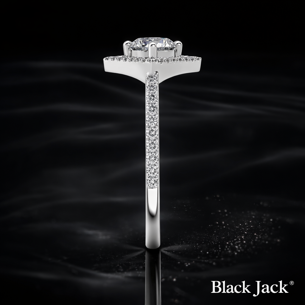 2.40 Carat Round Cut Moissanite Square Halo Engagement Ring in 925 Sterling Silver