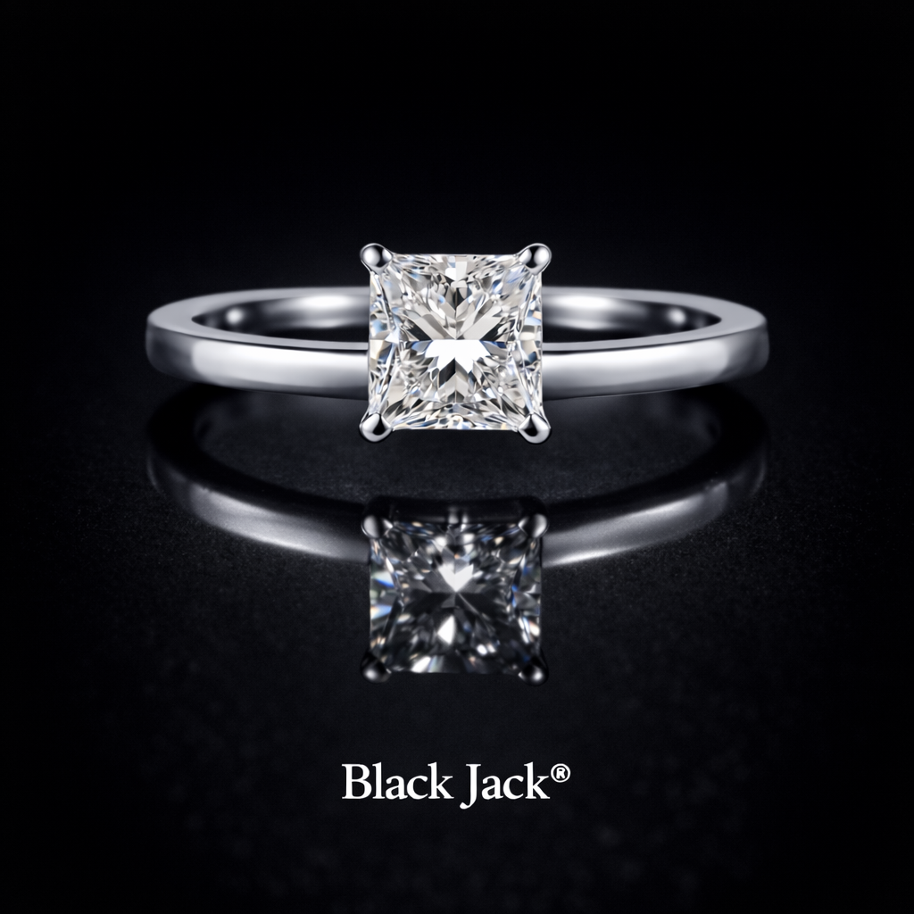 1.00 Carat Princess Cut Lab-Grown Diamond Solitaire Engagement Ring in 925 Sterling Silver